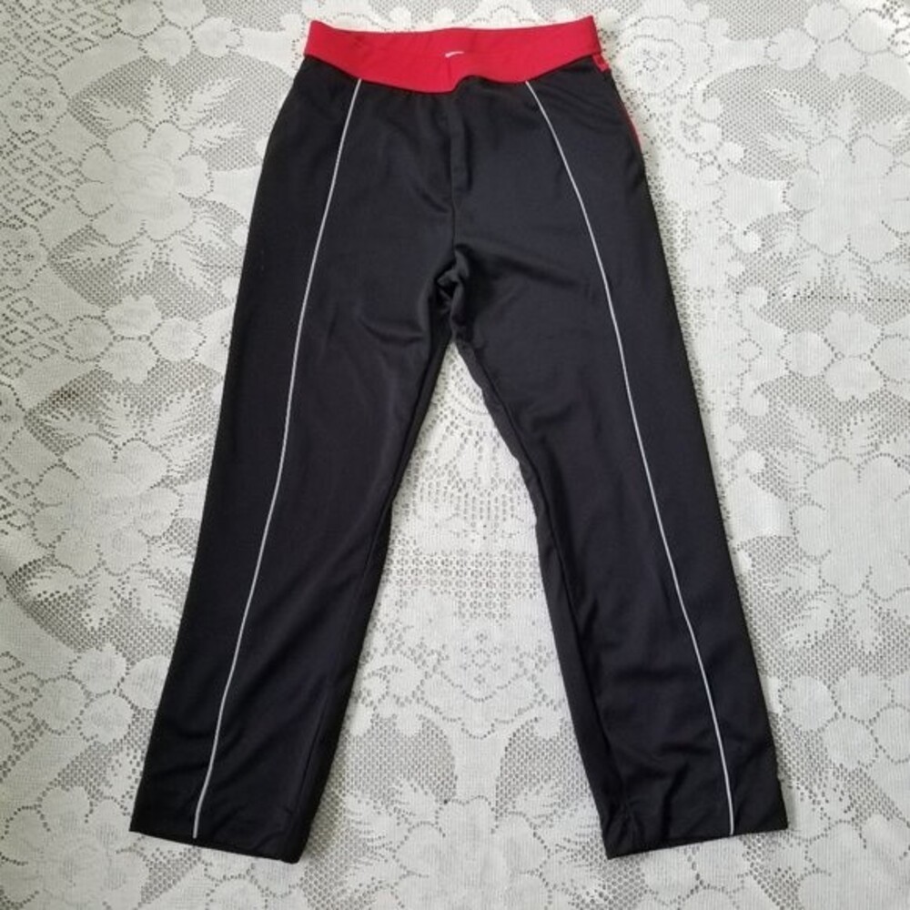 Curves Jogging Pants Women's M 10/12 Straight Leg Black Red